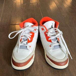 NIKE Jordan 3 Retro SE White/Black/Mars Stone/Team Orange Children Sneakers Shoe